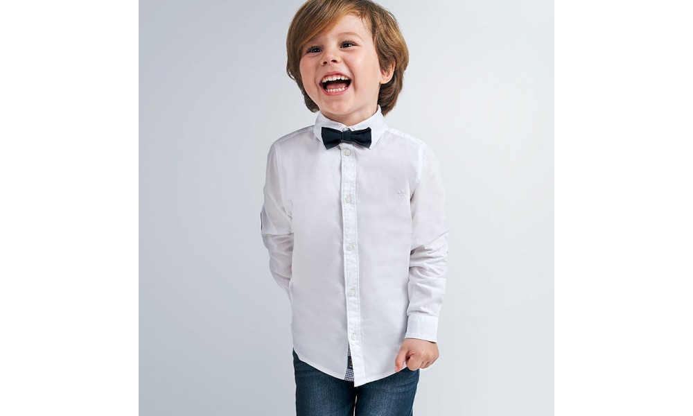 Marškiniai berniukui balti su peteliške