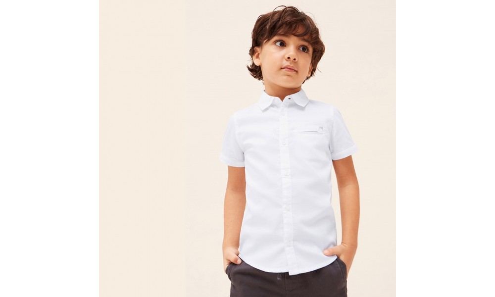 Marškiniai berniukui Mayoral balti trumpomis rankovėmis