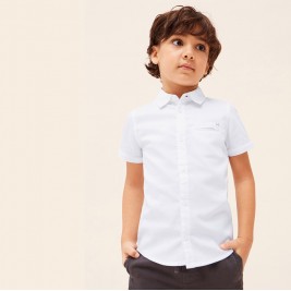 Marškiniai berniukui Mayoral balti trumpomis rankovėmis