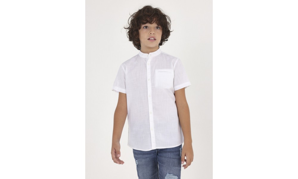 Marškiniai berniukui paaugliui balti trumpomis rankovėmis
