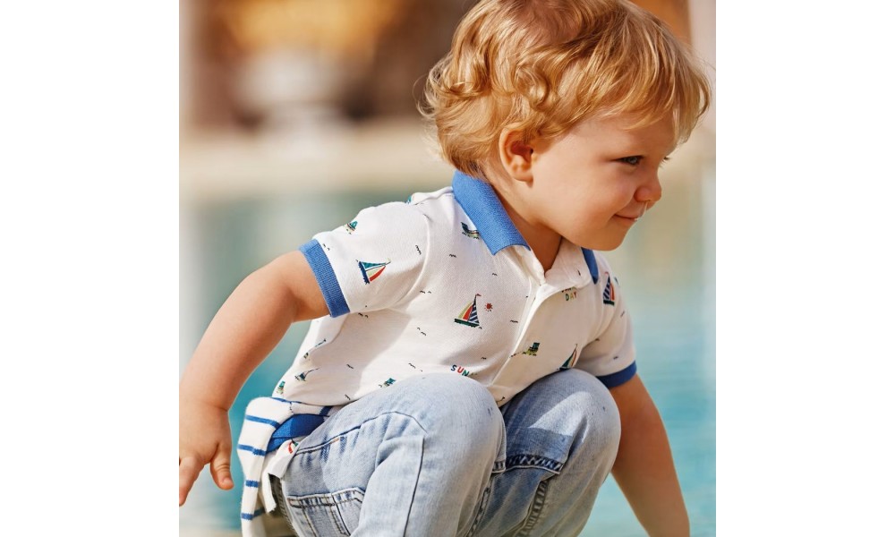Polo marškinėliai berniukui kūdikiui su burlaiviais