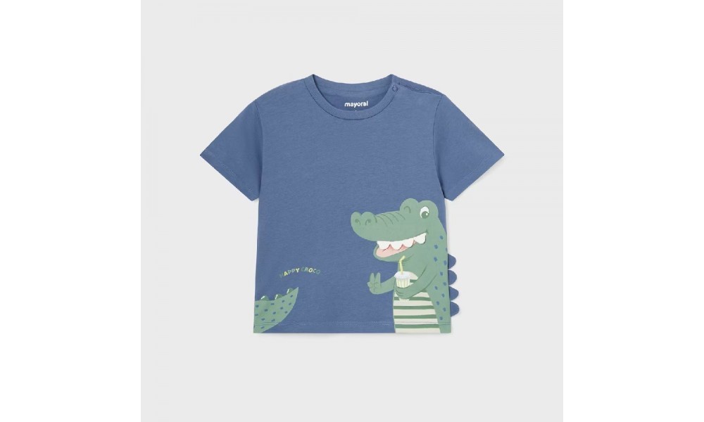 Marškinėliai berniukui "Krokodilas" mėlyni
