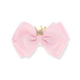 Plaukų segtukas su karūna Crown Big Bow Fairy Pink