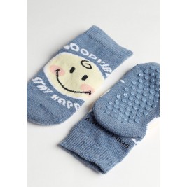 Kojinės kūdikiams neslystančiu padu mėlynos Smiley